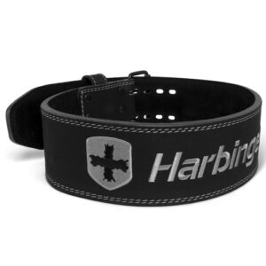 חגורת עור מקצועית Harbinger 10mm Powerlifting – שחור